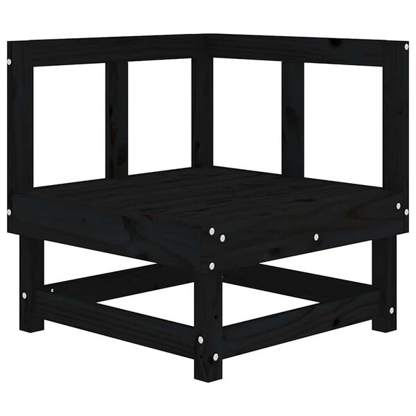 vidaXL Ecksofa mit Kissen Schwarz Massivholz Kiefer