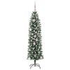 vidaXL K&uuml;nstlicher schlanker Weihnachtsbaum Gr&uuml;n und Wei&szlig; 150 cm