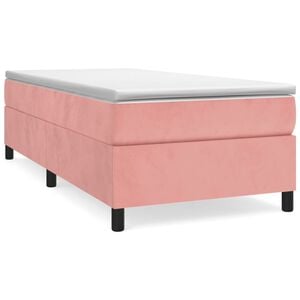 vidaXL Boxspringbett mit Matratze Rosa 100x200 cm Samt