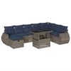 vidaXL 9-teiliges Gartensofa-Set mit Kissen, grau, Polyrattan