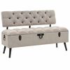 vidaXL Sitzbank mit Stauraum und R&uuml;ckenlehne 110cm Creme Stoff