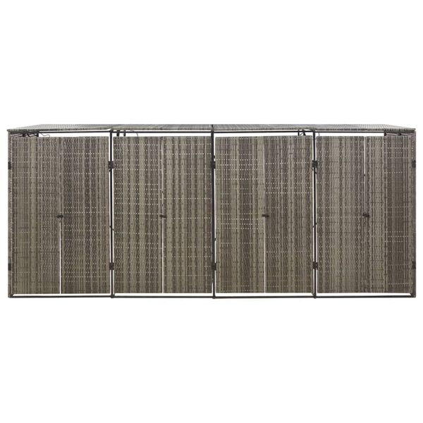 vidaXL Mülltonnenbox für 4 Tonnen Grau 274x80x117 cm Poly Rattan