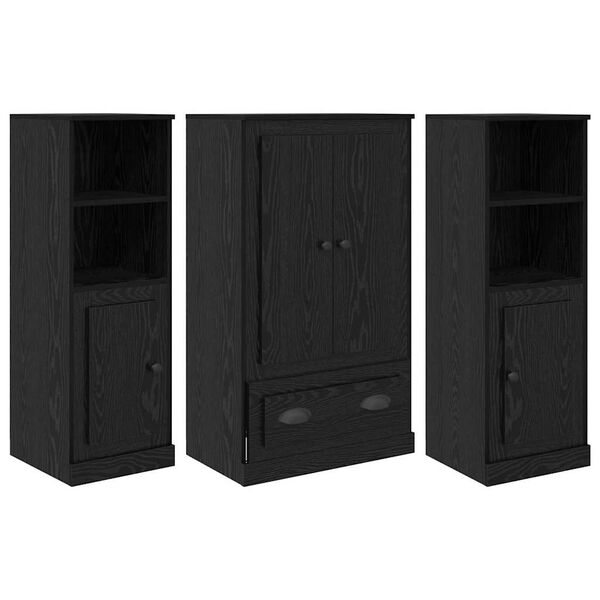 vidaXL Highboard 3 pcs Schwarz Eichen-Optik Holzwerkstoff