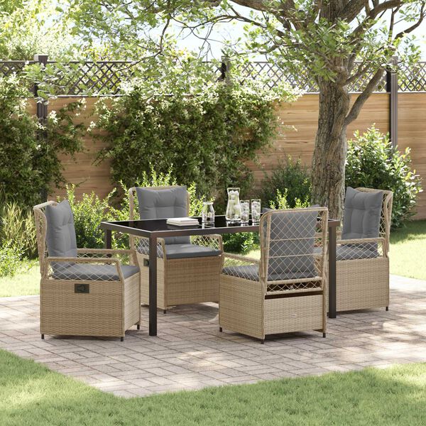 vidaXL Garten Essgruppe 5 pcs Beige und Hellgrau Poly-Rattan