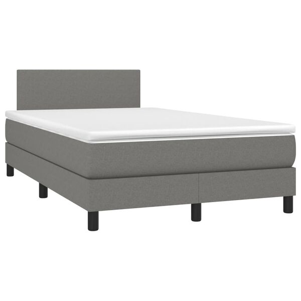 vidaXL Boxspringbett mit Matratze & LED Dunkelgrau 120x190 cm Stoff