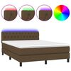 vidaXL Boxspringbett mit Matratze & LED Dunkelbraun 140x200 cm Stoff