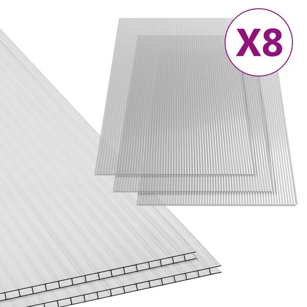 vidaXL Polycarbonatplatten 8 Stk. 4 mm 121 x 60 cm