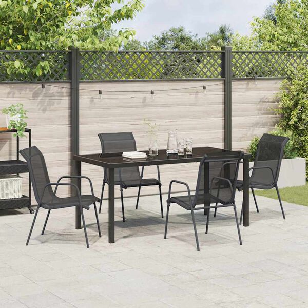 vidaXL Garten Essgruppe 5 pcs Schwarz Textilene und Stahl
