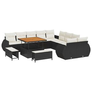 vidaXL Garten-Sofa-Set mit Kissen 13 pcs Schwarz und Creme