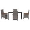 vidaXL Garten Essgruppe mit Kissen 5 pcs Grau Poly-Rattan