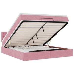 vidaXL Ottoman-Bett mit Matratze Rosa 160x200 cm Samt