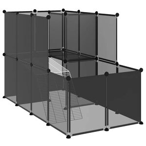 vidaXL Kleintierk&auml;fig Schwarz 142x74x93 cm PP und Stahl