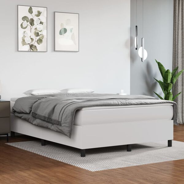 vidaXL Boxspringbettgestell Wei&szlig; 140x190 cm Kunstleder