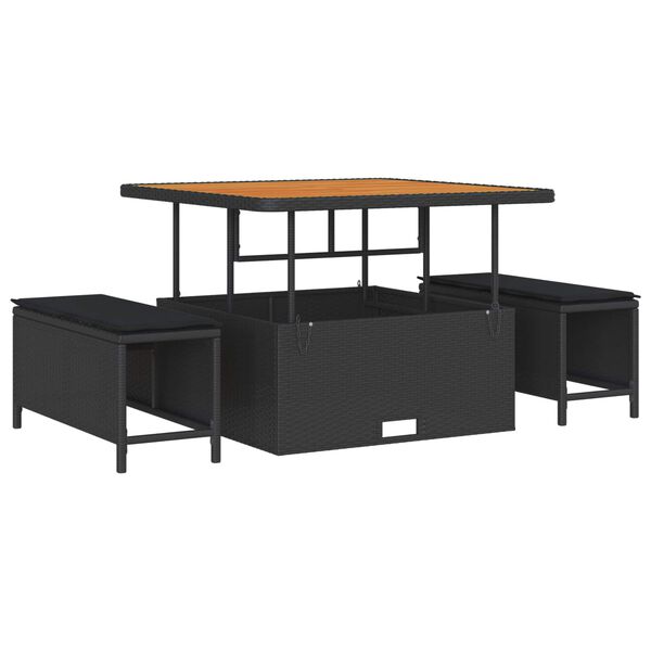 vidaXL Gartensofa-set mit Kissen 9 pcs Schwarz