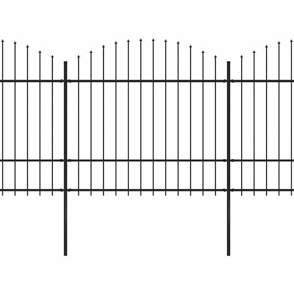 vidaXL Gartenzaun mit Speerspitzen Stahl (1,5 - 1,75) x 15,3 m Schwarz
