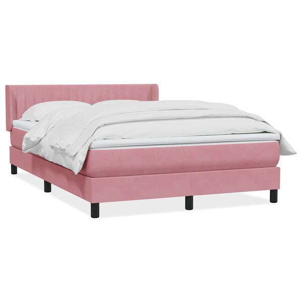 vidaXL Boxspringbett mit Matratze Rosa 140x220 cm Samt