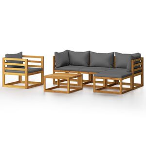 vidaXL 6-tlg. Garten-Lounge-Set mit Auflagen Massivholz Akazie