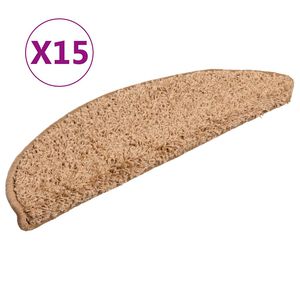 vidaXL Stufenmatten 15 Stk. 56x17x3 cm Beige Halbrund