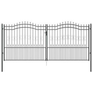 vidaXL Zauntor mit Speer-Top KAMPEN 404 x 175 cm Stahl Grau