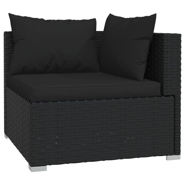 vidaXL 9-tlg. Garten-Lounge-Set mit Kissen Poly Rattan Schwarz