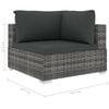 vidaXL 11-tlg. Garten-Lounge-Set mit Auflagen Poly Rattan Grau