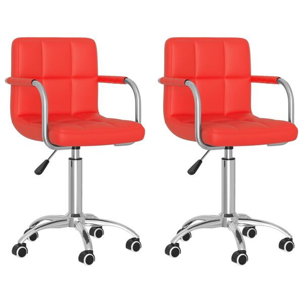 vidaXL Esszimmerst&uuml;hle 2 Stk. Drehbar Rot Kunstleder