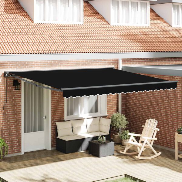 vidaXL Einziehbare Markise Schwarz 400 x 300 cm Aluminium und Stoff