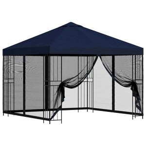 vidaXL Garten Pavillon mit Seitenw&auml;nden 3 x 3 m Blau