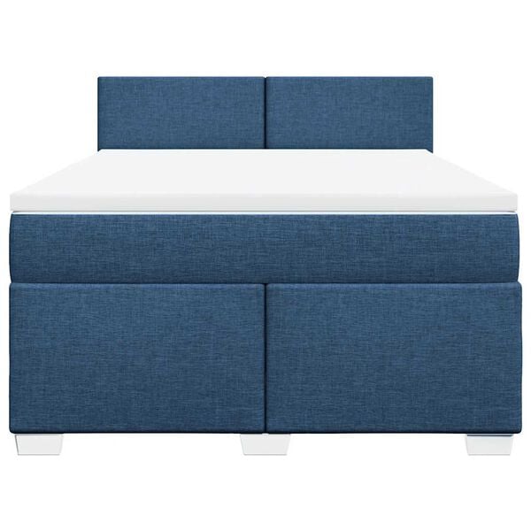 vidaXL Boxspringbett mit Matratze Blau 140x190 cm Stoff