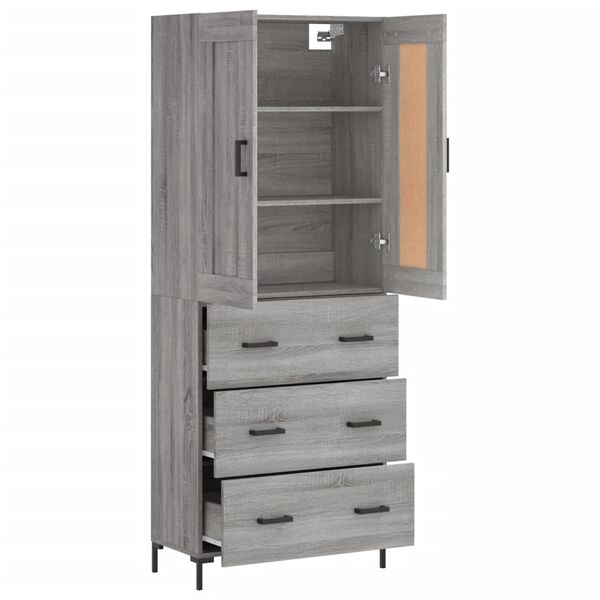 vidaXL Highboard Grau Sonoma 69,5x34x180 cm Holzwerkstoff