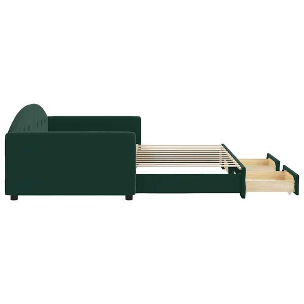 vidaXL Tagesbett Ausziehbar mit Schubladen Dunkelgr&uuml;n 100x200 cm Samt