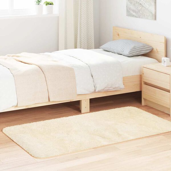vidaXL Teppich Shaggy Hochflor NAVARRA Creme 80x150 cm Polyester