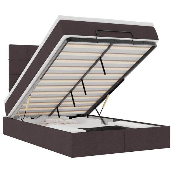 vidaXL Ottoman-Bett mit Matratze Dunkelbraun 120x190 cm Stoff