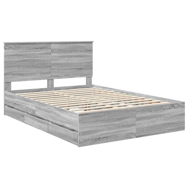vidaXL Bettrahmen Graues Sonoma 140 x 190 cm Ingenieurs Holz