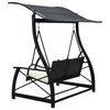 vidaXL Hollywoodschaukel 3-Sitzer mit Dach Poly Rattan Schwarz