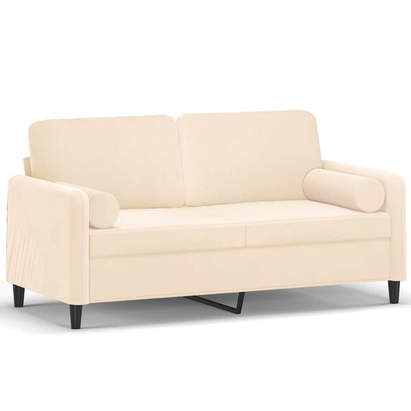vidaXL 2-Sitzer-Sofa mit Kissen Creme 140 cm Samt