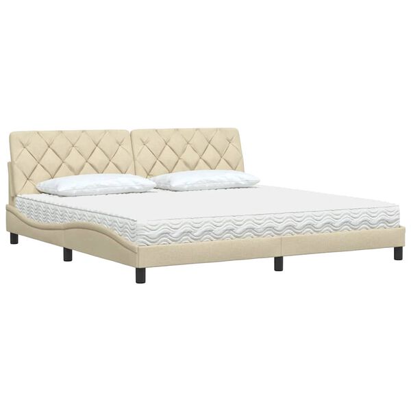 vidaXL Bett mit Matratze Creme 200x200 cm Stoff