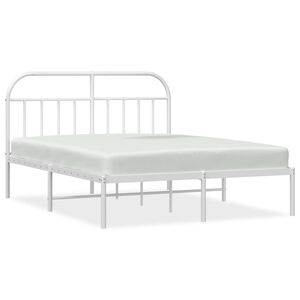 vidaXL Bettgestell mit Kopfteil Metall Wei&szlig; 140x200 cm
