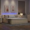 vidaXL Bett mit Stauraum und LED mit Matratze Creme 180 x 200 cm Stoff