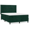 vidaXL Boxspringbett mit Matratze Dunkelgr&uuml;n 140x200 cm Samt