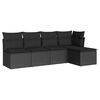 vidaXL 5-tlg. Garten-Sofagarnitur mit Kissen Schwarz Poly Rattan