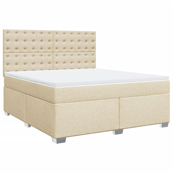vidaXL Boxspringbett mit Matratze Creme 180x200 cm Stoff
