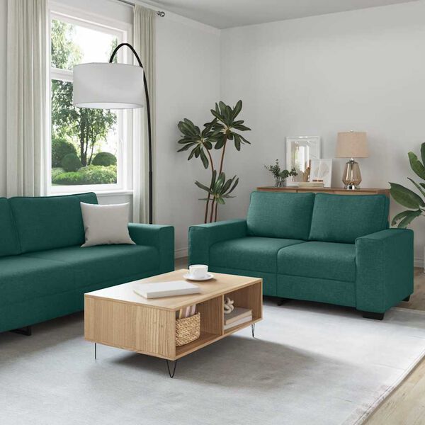 vidaXL 2-teiliges Sofa-Set mit Kissen, dunkelgr&uuml;ner Stoff