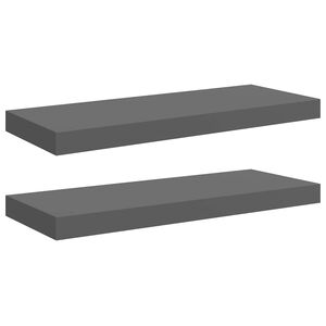 vidaXL Schweberegale 2 Stk. Hochglanz-Grau 60x23,5x3,8 cm MDF