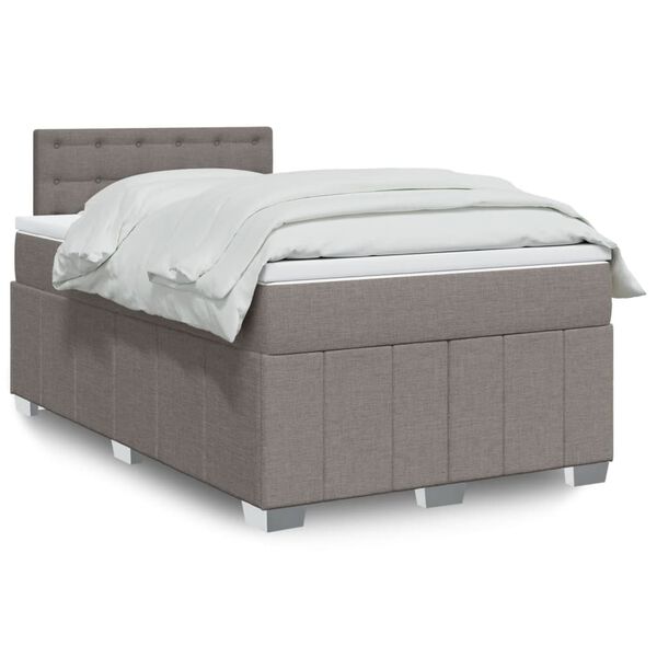 vidaXL Boxspringbett mit Matratze Taupe 120x190 cm Stoff