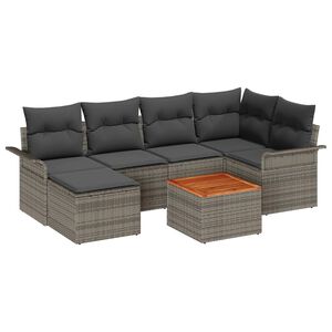 vidaXL Gartensofa-set mit Speicher 7 pcs Grau Poly-Rattan