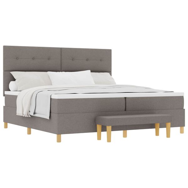 vidaXL Boxspringbett mit Matratze Taupe 200 x 200 cm Stoff