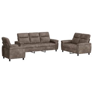 vidaXL Sofa-Set 3 pcs Hellgrau Kunstwildleder