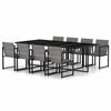 vidaXL 9-tlg. Garten-Essgruppe mit Kissen Poly Rattan Grau