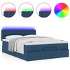 vidaXL Ottoman-Bett mit Matratze & LEDs Blau 140x200 cm Stoff